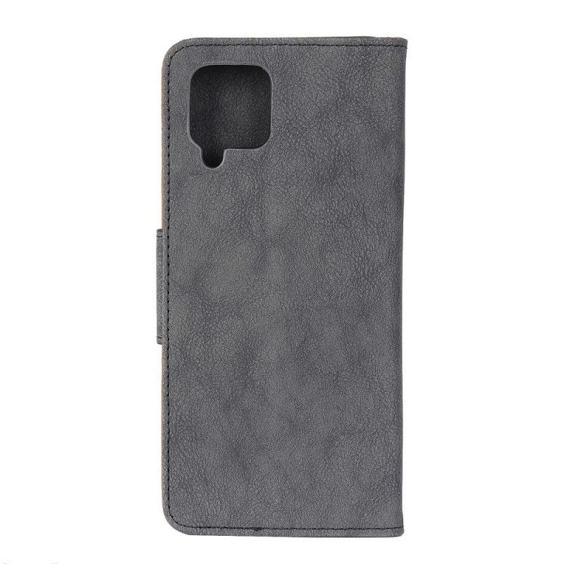 Leren Hoesje voor Samsung Galaxy A12 Bruin Zwart Vintage Magnetische Klep
