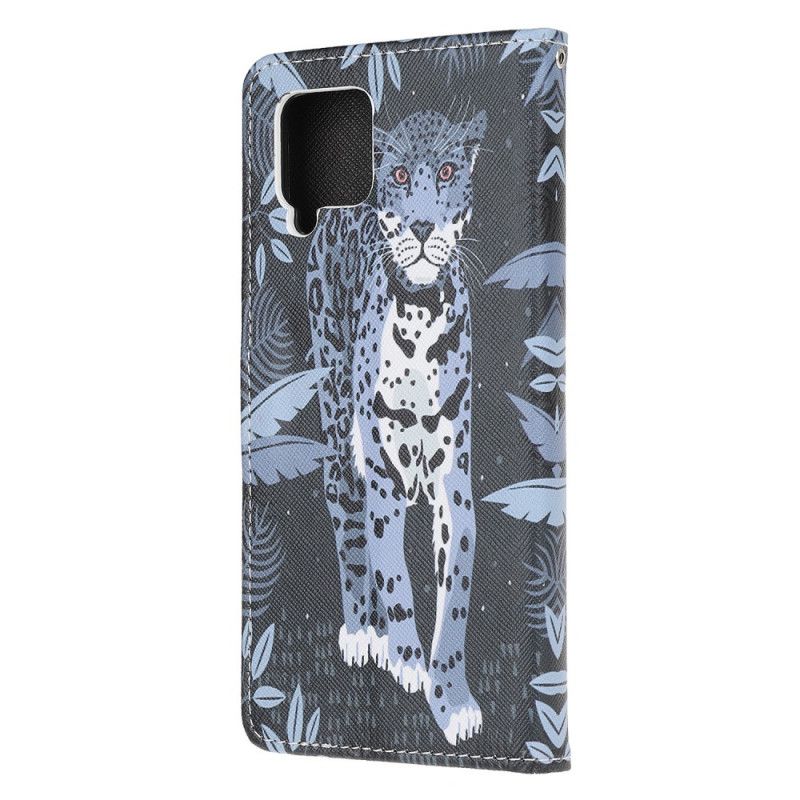 Leren Hoesje voor Samsung Galaxy A12 Luipaard Met String