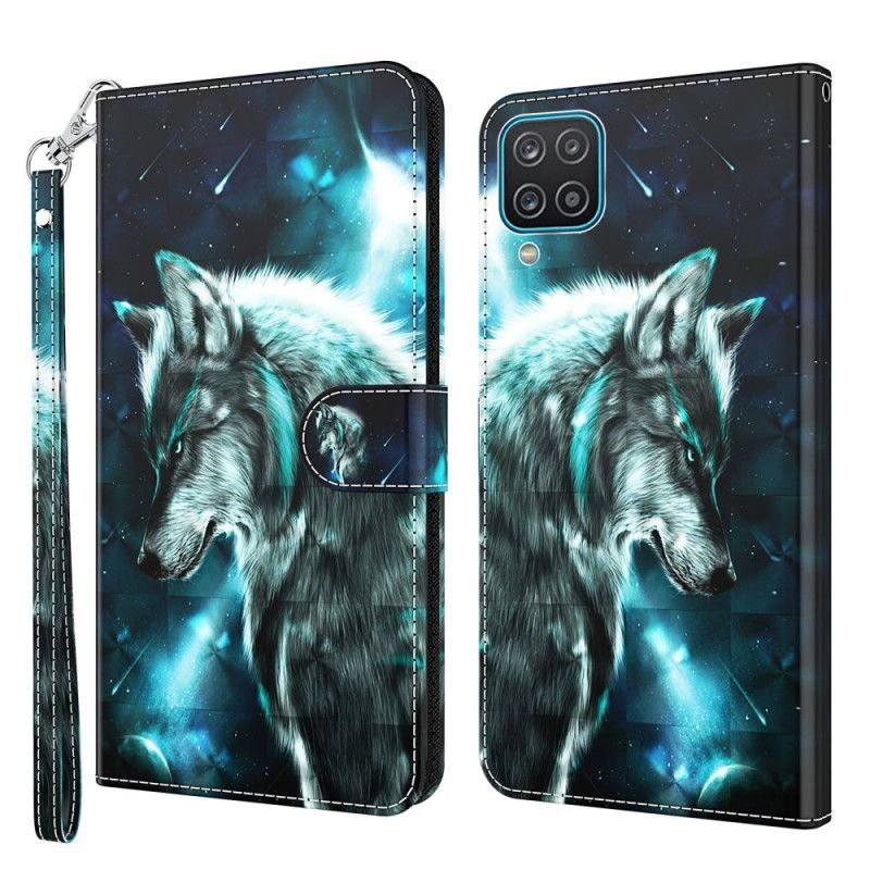 Leren Hoesje voor Samsung Galaxy A12 Majestueuze Wolf