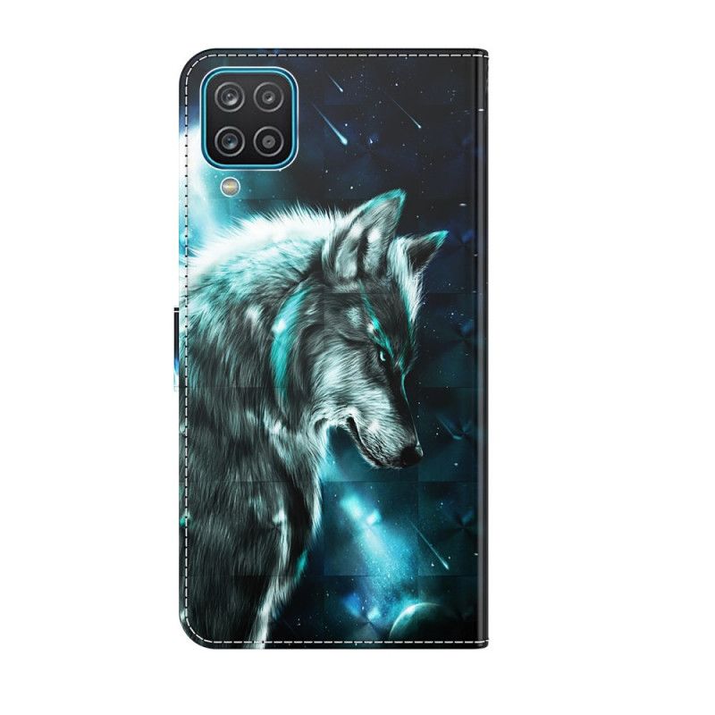 Leren Hoesje voor Samsung Galaxy A12 Majestueuze Wolf