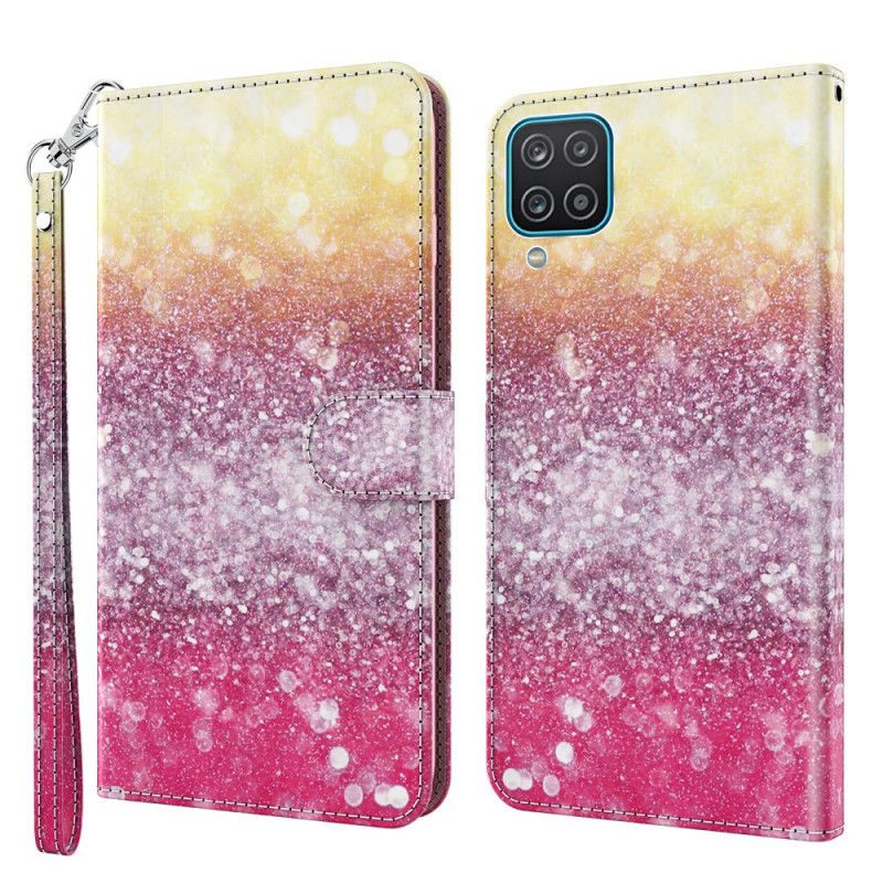 Leren Hoesje voor Samsung Galaxy A12 Verloop Magenta Glitter