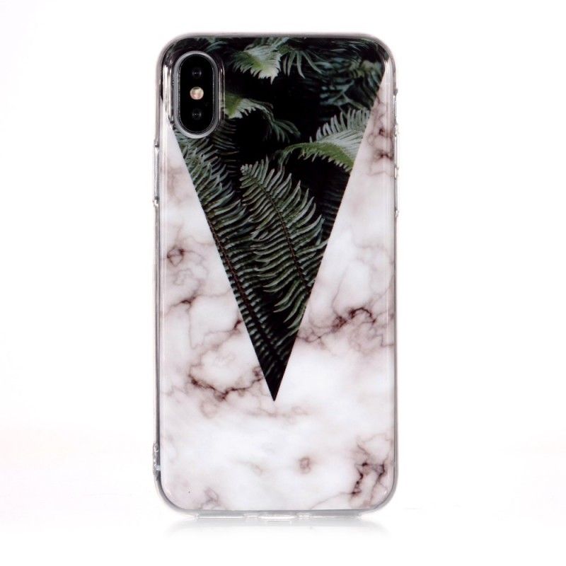 Case Hoesje iPhone XS Telefoonhoesje Marmeren Bladeren