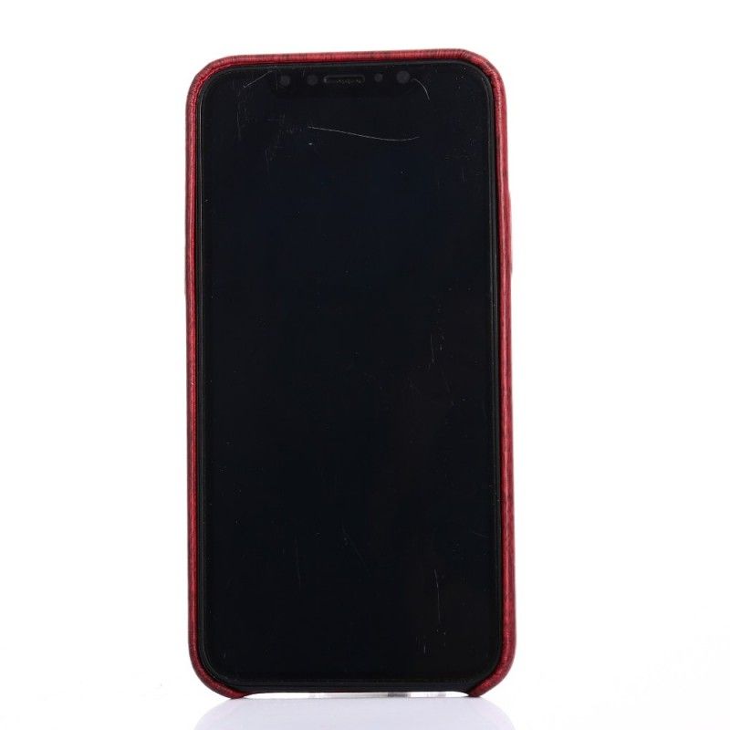 Cover Hoesje iPhone XS Bruin Rood Telefoonhoesje Geborsteld Houteffect