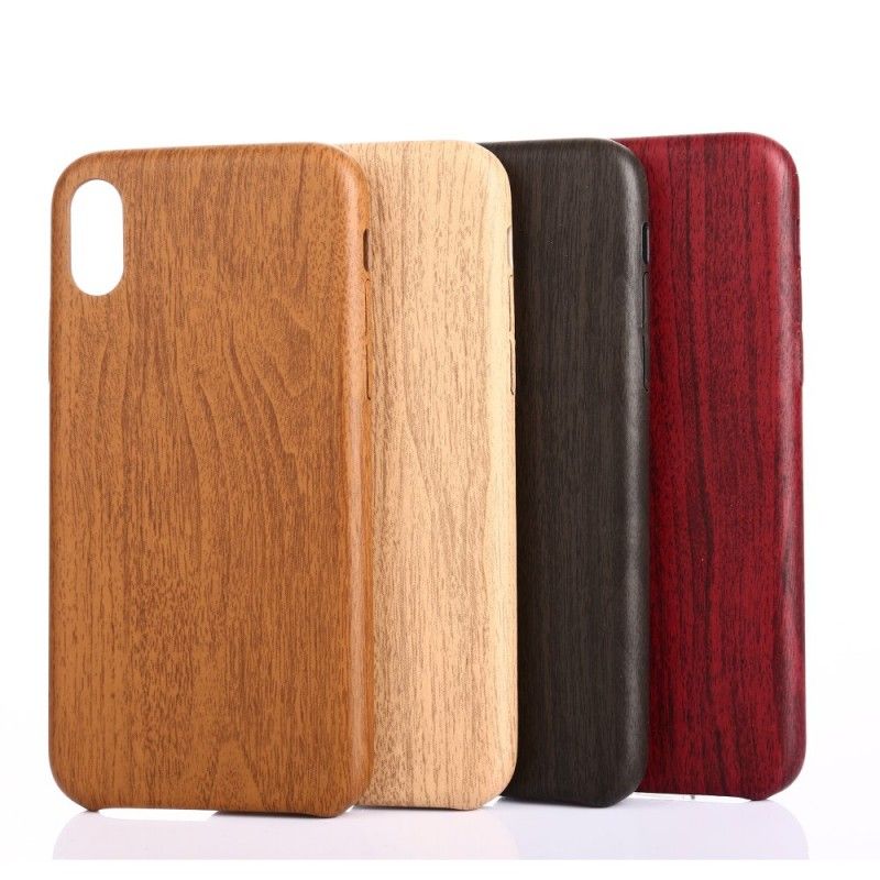 Cover Hoesje iPhone XS Bruin Rood Telefoonhoesje Geborsteld Houteffect