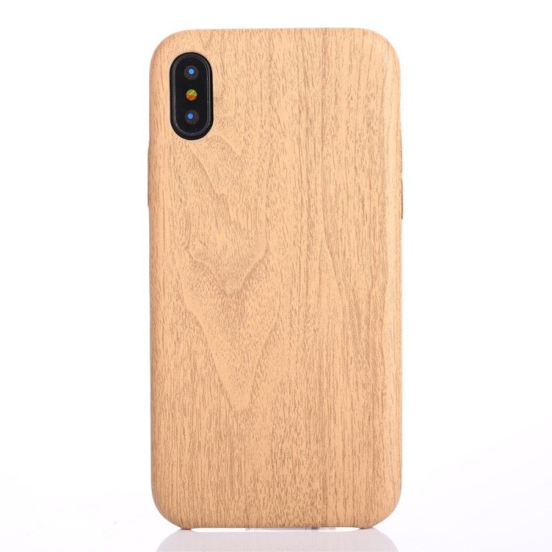 Cover Hoesje iPhone XS Bruin Rood Telefoonhoesje Geborsteld Houteffect