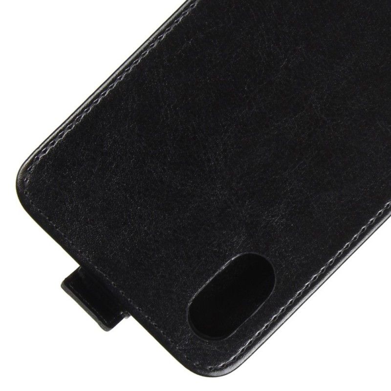 Flip Case Leren iPhone XS Wit Zwart Retro Vouwen