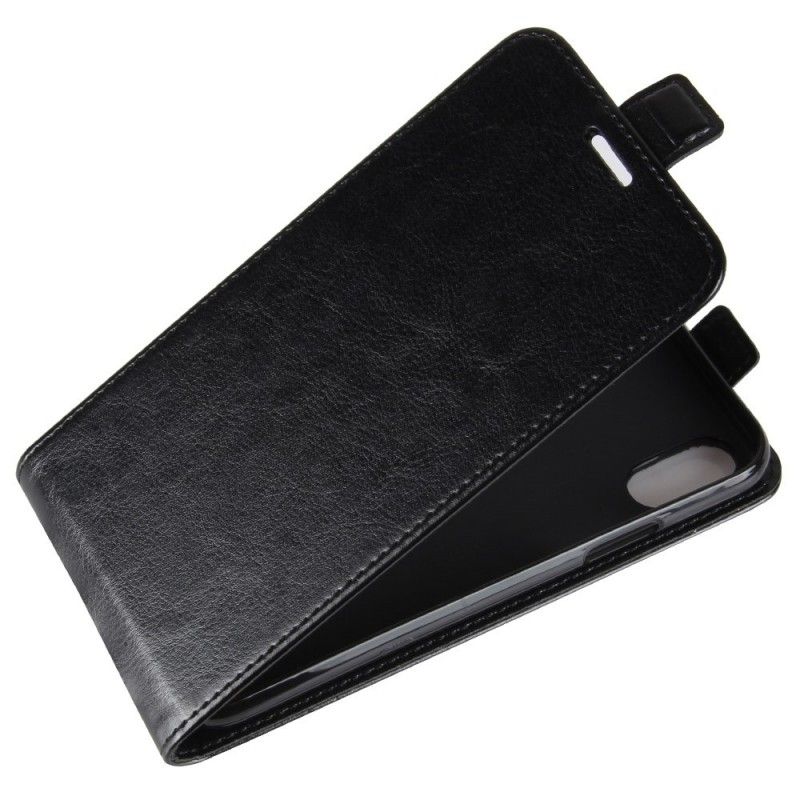 Flip Case Leren iPhone XS Wit Zwart Retro Vouwen