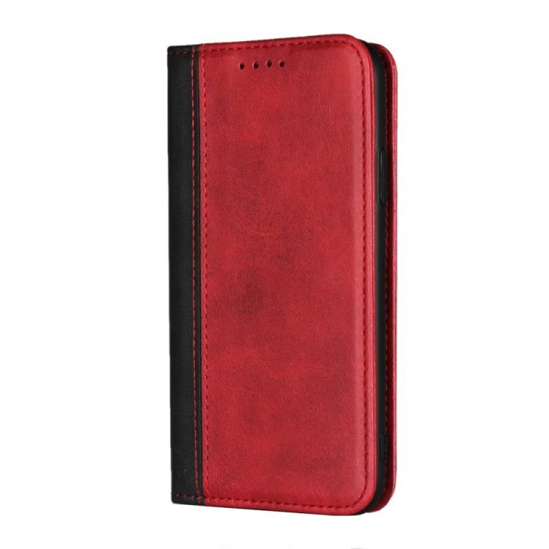 Folio-hoesje voor iPhone XS Bruin Tweekleurig Leereffect
