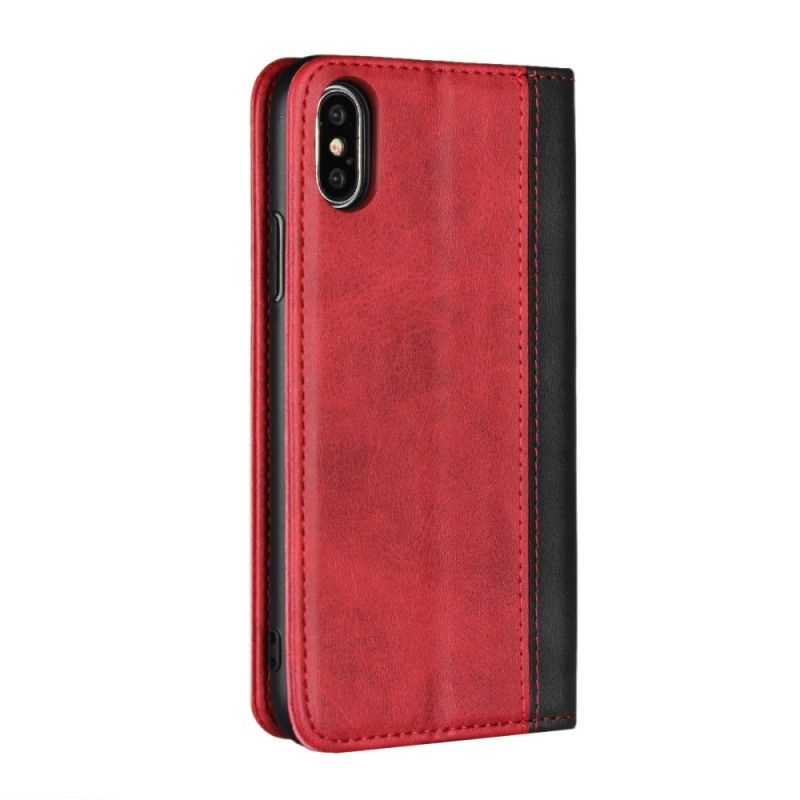 Folio-hoesje voor iPhone XS Bruin Tweekleurig Leereffect
