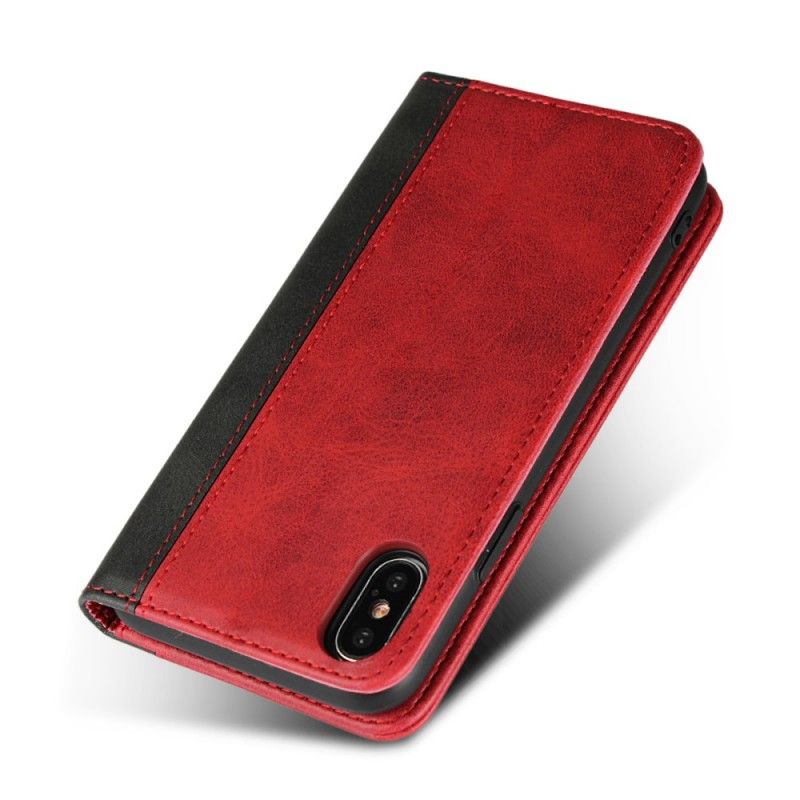 Folio-hoesje voor iPhone XS Bruin Tweekleurig Leereffect