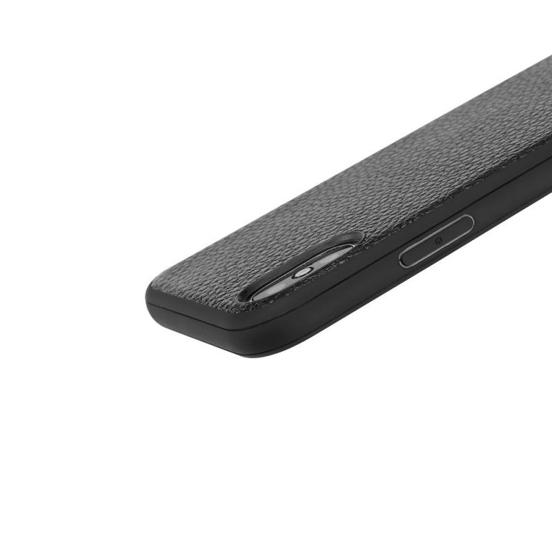 Hoesje iPhone XS Bruin Zwart Echt Lychee Leer