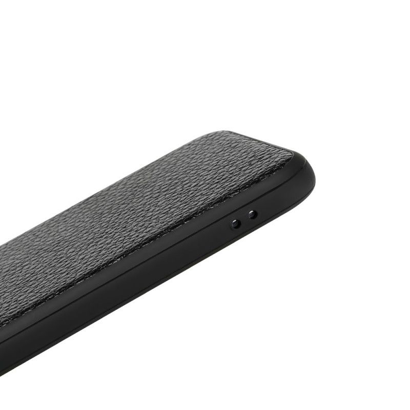 Hoesje iPhone XS Bruin Zwart Echt Lychee Leer