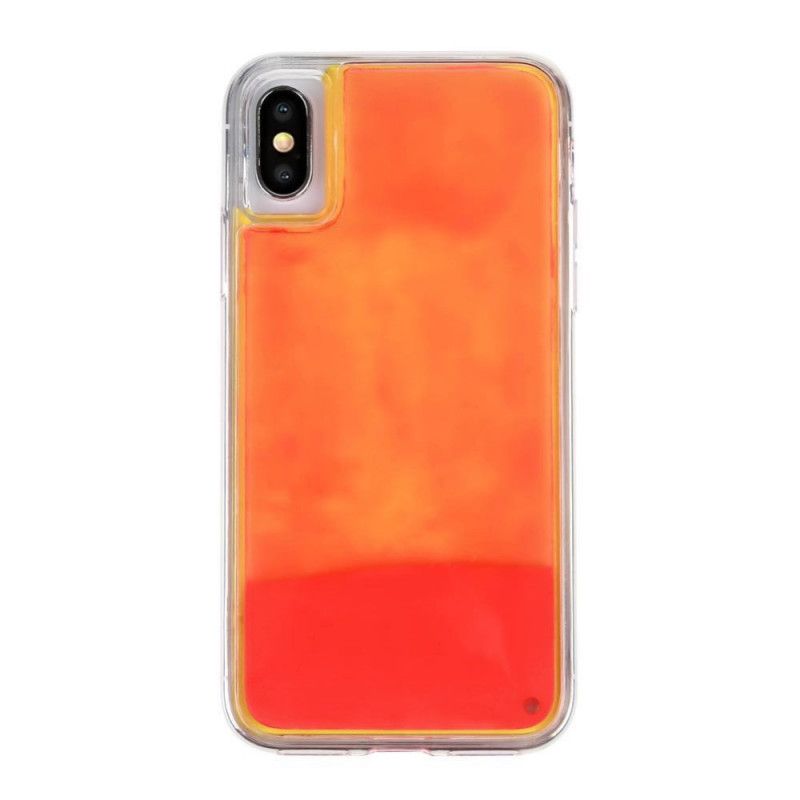 Hoesje iPhone XS Groen Oranje Lichtgevend