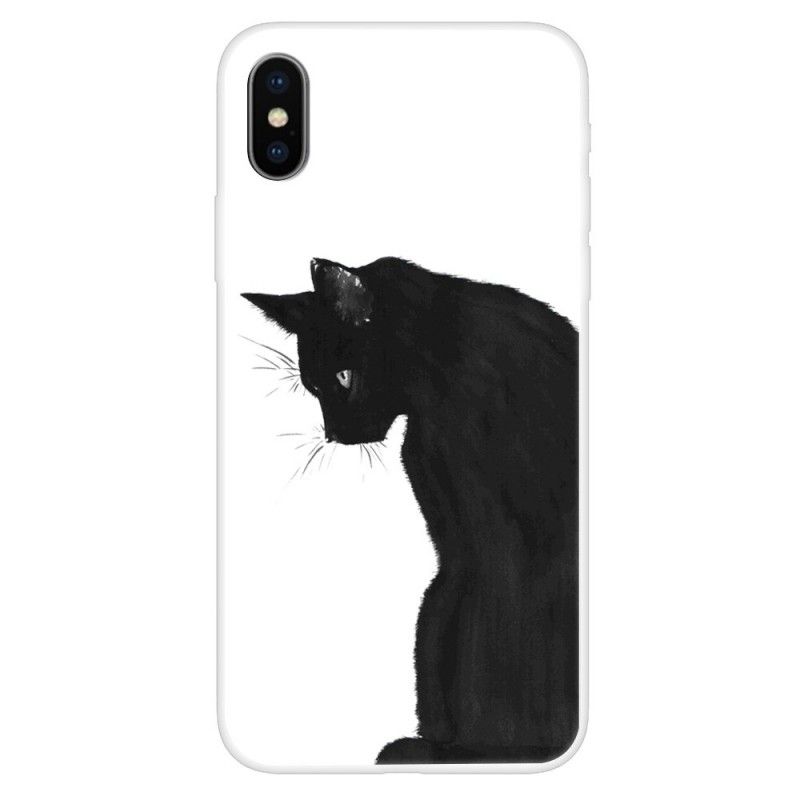 Hoesje iPhone XS Peinzende Zwarte Kat