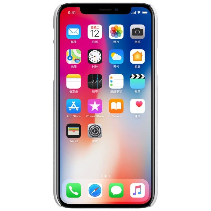 Hoesje voor iPhone XS Rood Zwart Stijve Frosted Nillkin