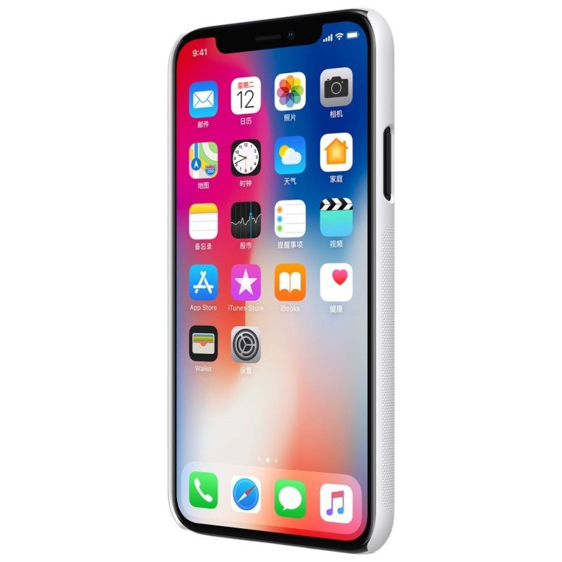 Hoesje voor iPhone XS Rood Zwart Stijve Frosted Nillkin