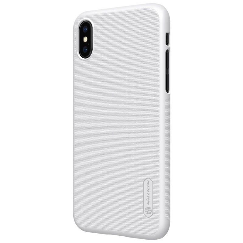Hoesje voor iPhone XS Rood Zwart Stijve Frosted Nillkin