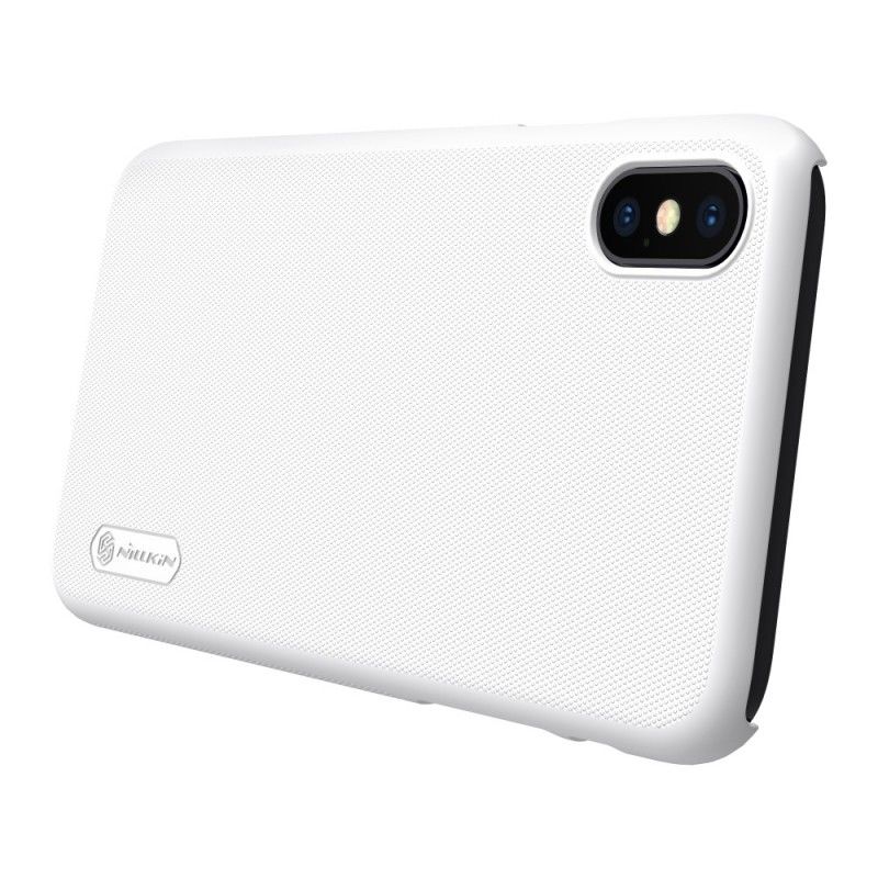 Hoesje voor iPhone XS Rood Zwart Stijve Frosted Nillkin