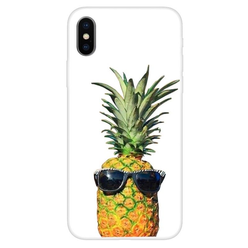 Hoesje voor iPhone XS Transparante Ananas Met Glazen