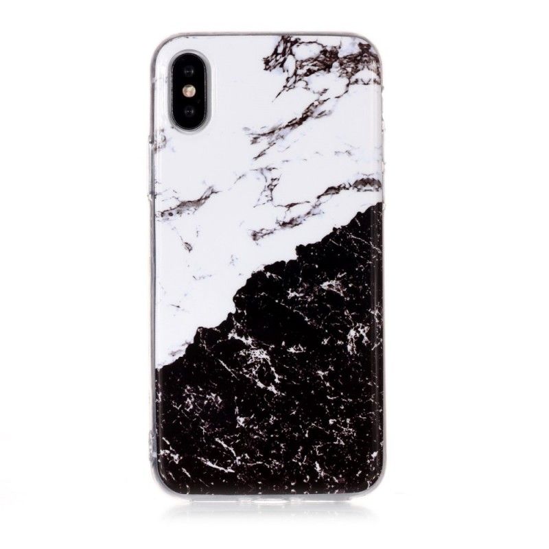 Hoesje voor iPhone XS Wit En Zwart Marmer