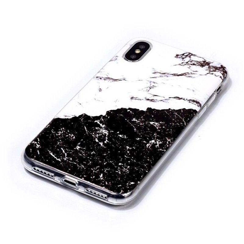 Hoesje voor iPhone XS Wit En Zwart Marmer