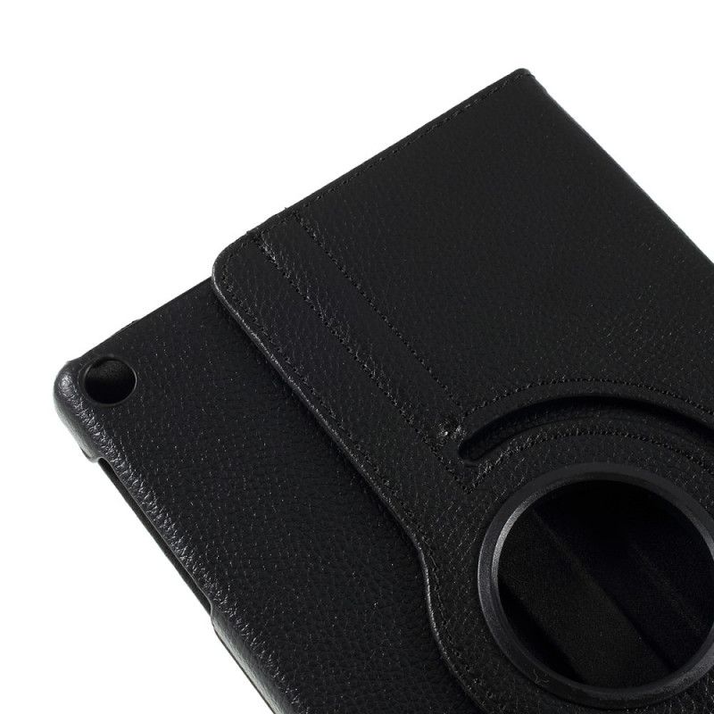 Bescherming Hoesje Samsung Galaxy Tab A 10.1 (2019) Wit Zwart 360 ° Draaibaar Lychee Kunstleer