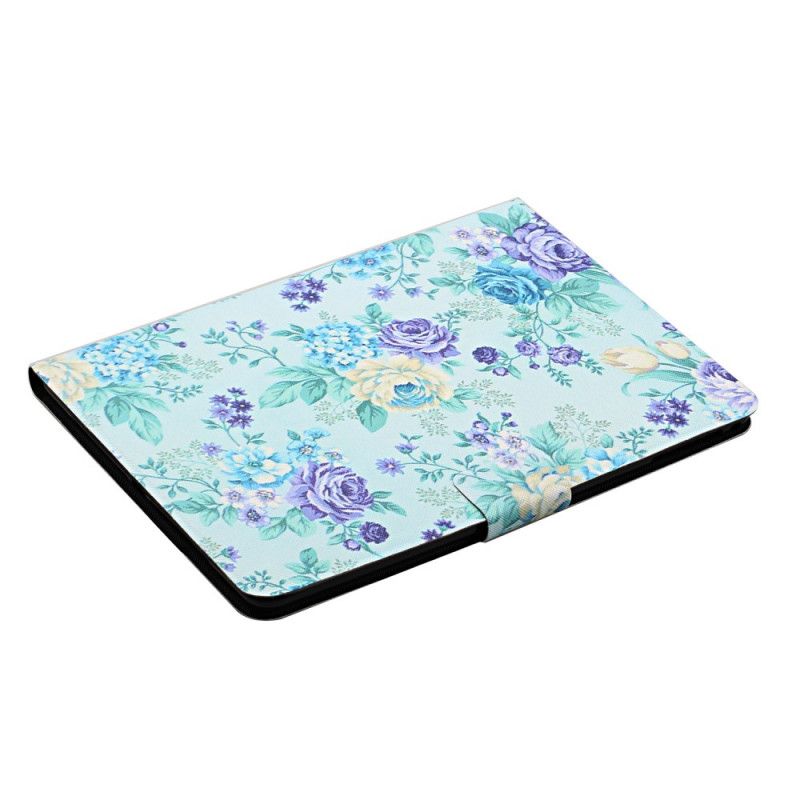 Leren Hoesje Samsung Galaxy Tab A 10.1 (2019) Geel Grijs Bloemen Bloemen Bloemen