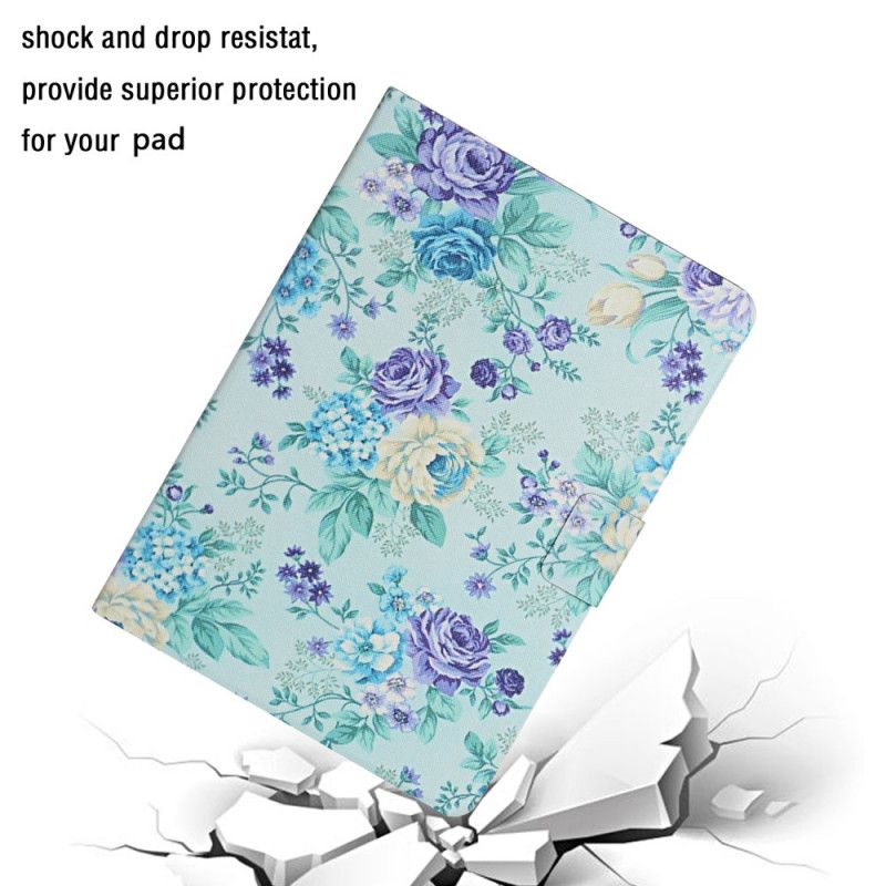 Leren Hoesje Samsung Galaxy Tab A 10.1 (2019) Geel Grijs Bloemen Bloemen Bloemen