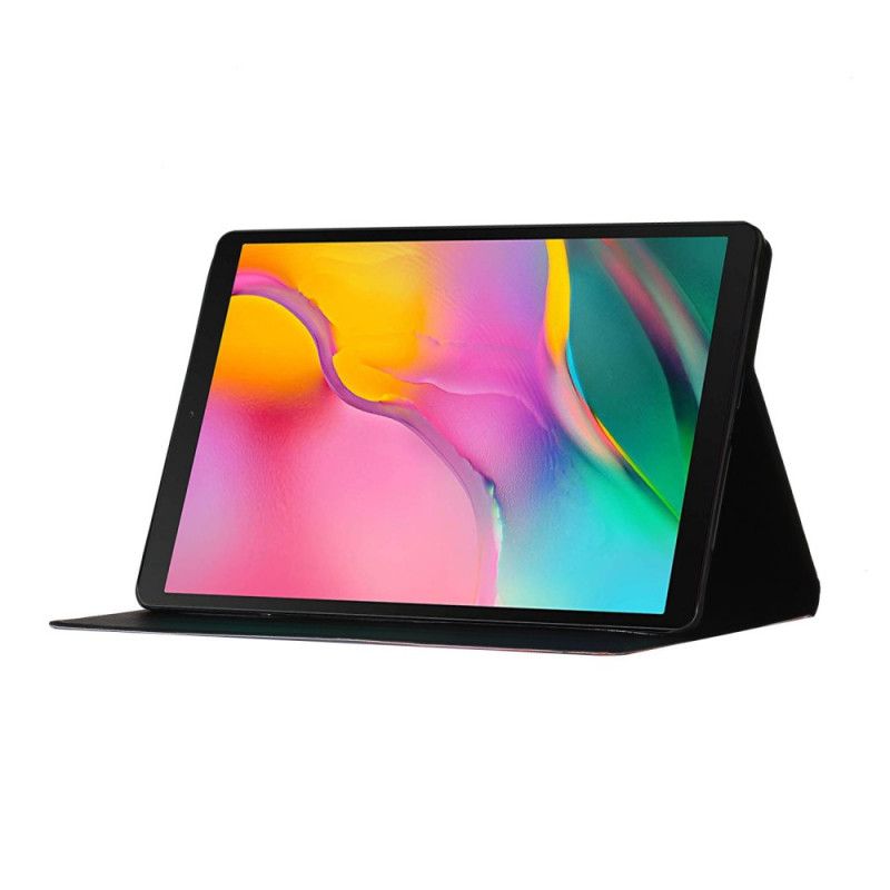 Leren Hoesje Samsung Galaxy Tab A 10.1 (2019) Geel Grijs Bloemen Bloemen Bloemen