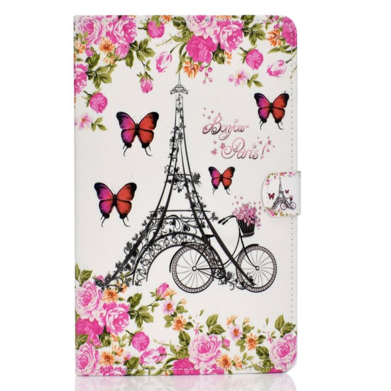 Leren Hoesje voor Samsung Galaxy Tab A 10.1 (2019) Fiets Eiffeltoren