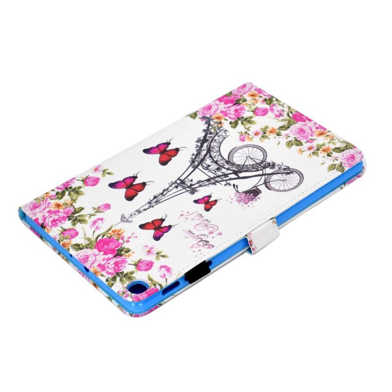 Leren Hoesje voor Samsung Galaxy Tab A 10.1 (2019) Fiets Eiffeltoren