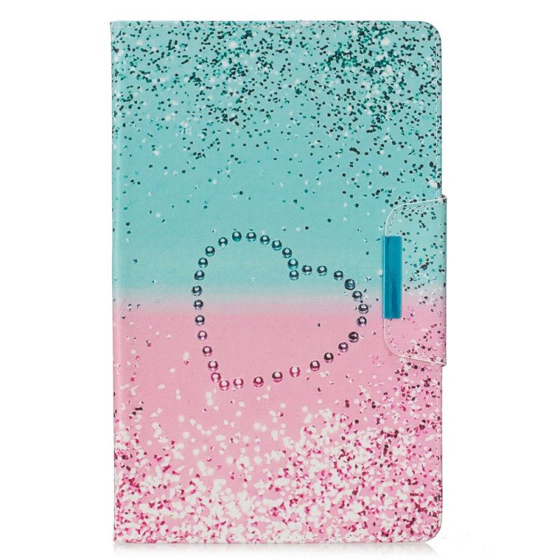 Leren Hoesje voor Samsung Galaxy Tab A 10.1 (2019) Glitterhart Met Dessin