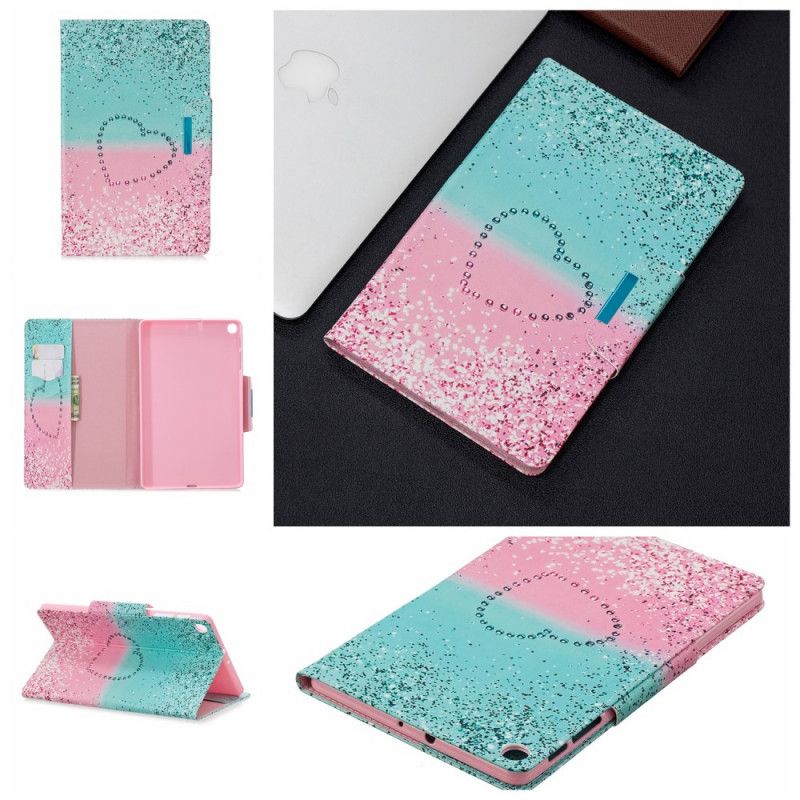 Leren Hoesje voor Samsung Galaxy Tab A 10.1 (2019) Glitterhart Met Dessin