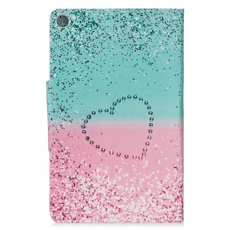 Leren Hoesje voor Samsung Galaxy Tab A 10.1 (2019) Glitterhart Met Dessin