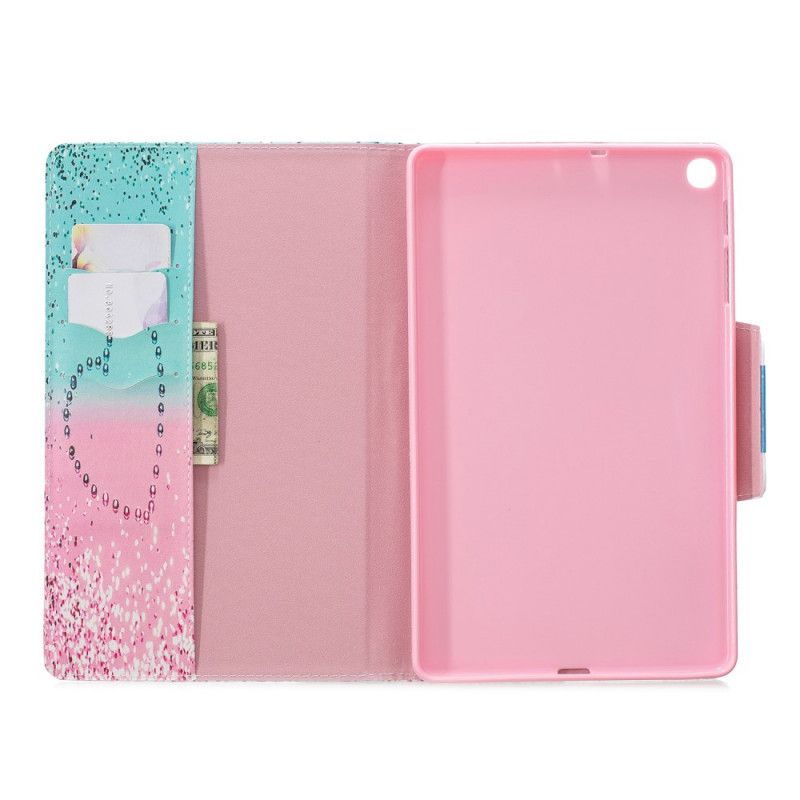 Leren Hoesje voor Samsung Galaxy Tab A 10.1 (2019) Glitterhart Met Dessin
