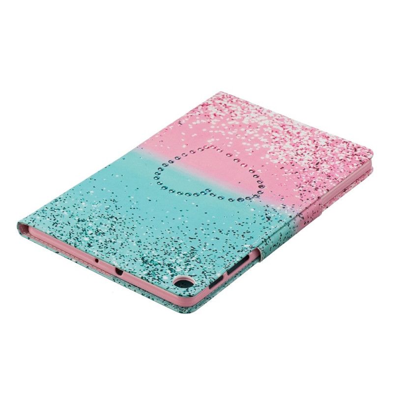Leren Hoesje voor Samsung Galaxy Tab A 10.1 (2019) Glitterhart Met Dessin