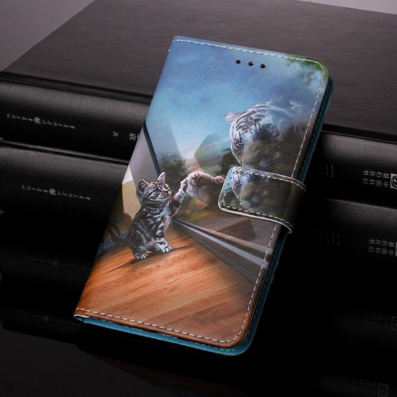 Bescherming Hoesje Samsung Galaxy A52 4G / A52 5G Oranje Zwart Kitten