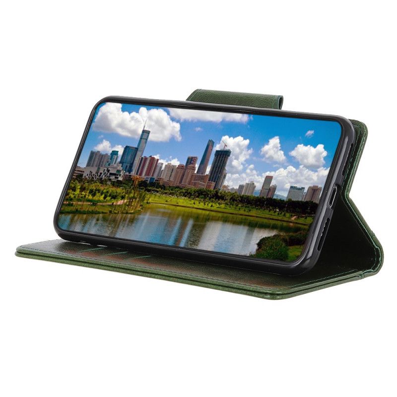 Bescherming Hoesje Samsung Galaxy A52 4G / A52 5G Wit Zwart Metalen Sluiting Van Imitatieleer