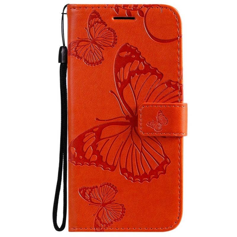 Cover Folio-hoesje Samsung Galaxy A52 4G / A52 5G Rood Grijs Telefoonhoesje Reuze String Vlinders