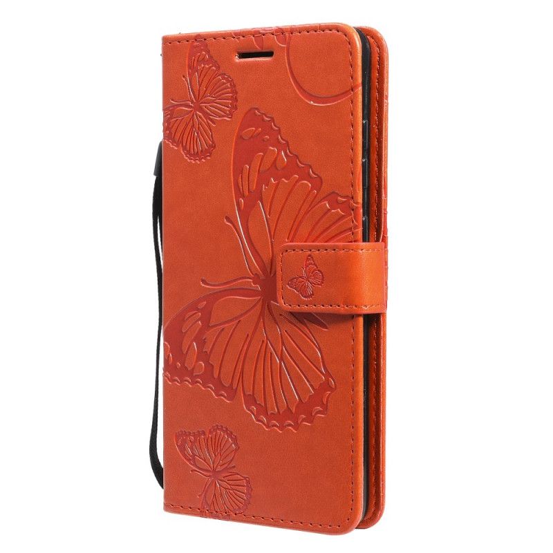 Cover Folio-hoesje Samsung Galaxy A52 4G / A52 5G Rood Grijs Telefoonhoesje Reuze String Vlinders