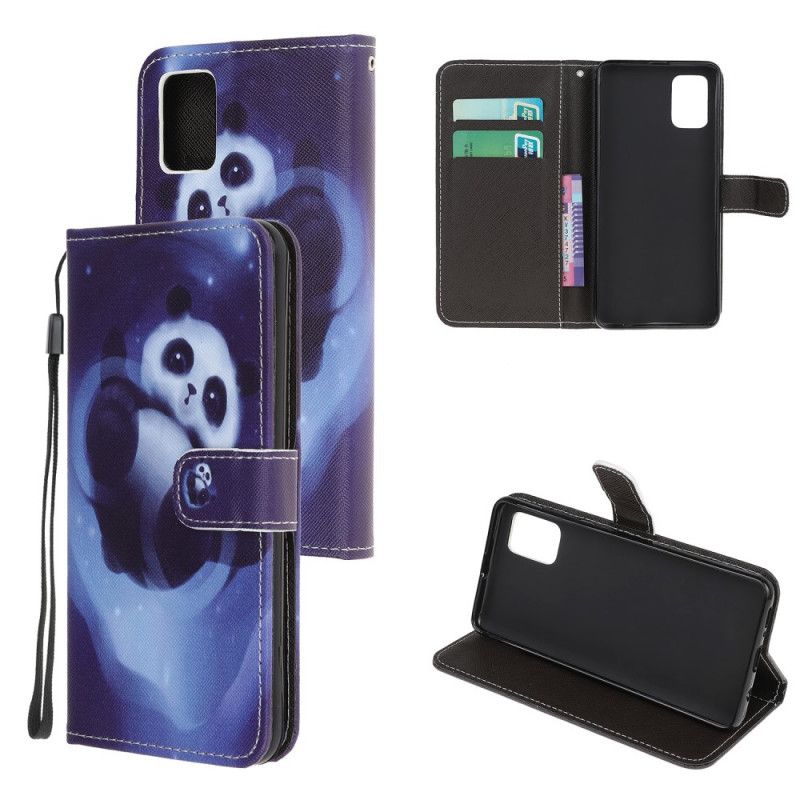 Flip Case Leren Samsung Galaxy A52 4G / A52 5G Pandaruimte Met String