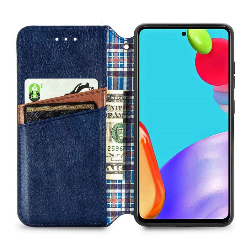 Folio-hoesje Samsung Galaxy A52 4G / A52 5G Grijs Zwart Leereffect Met Diamanttextuur