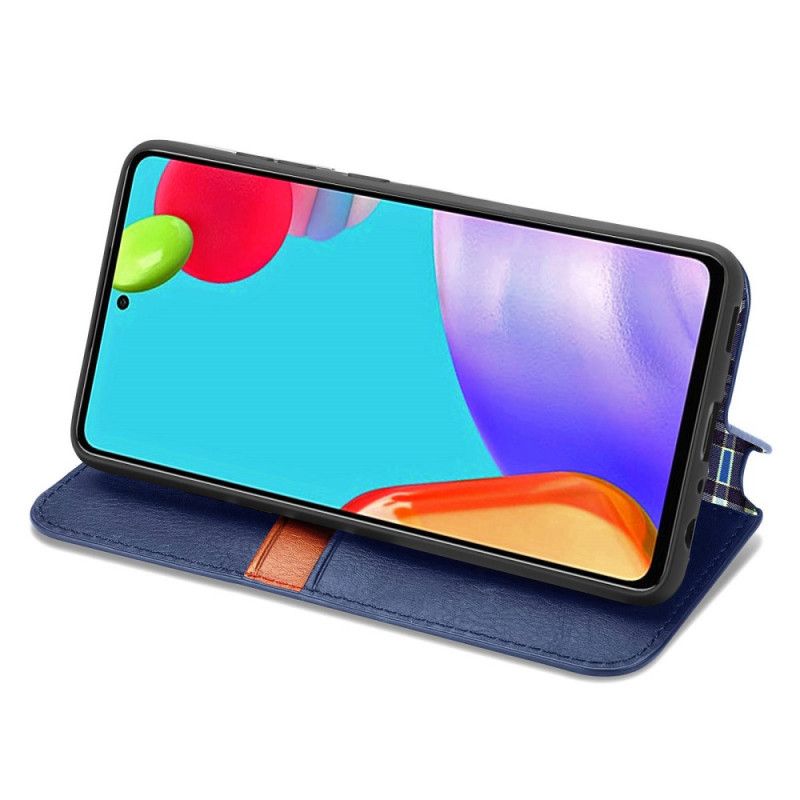 Folio-hoesje Samsung Galaxy A52 4G / A52 5G Grijs Zwart Leereffect Met Diamanttextuur