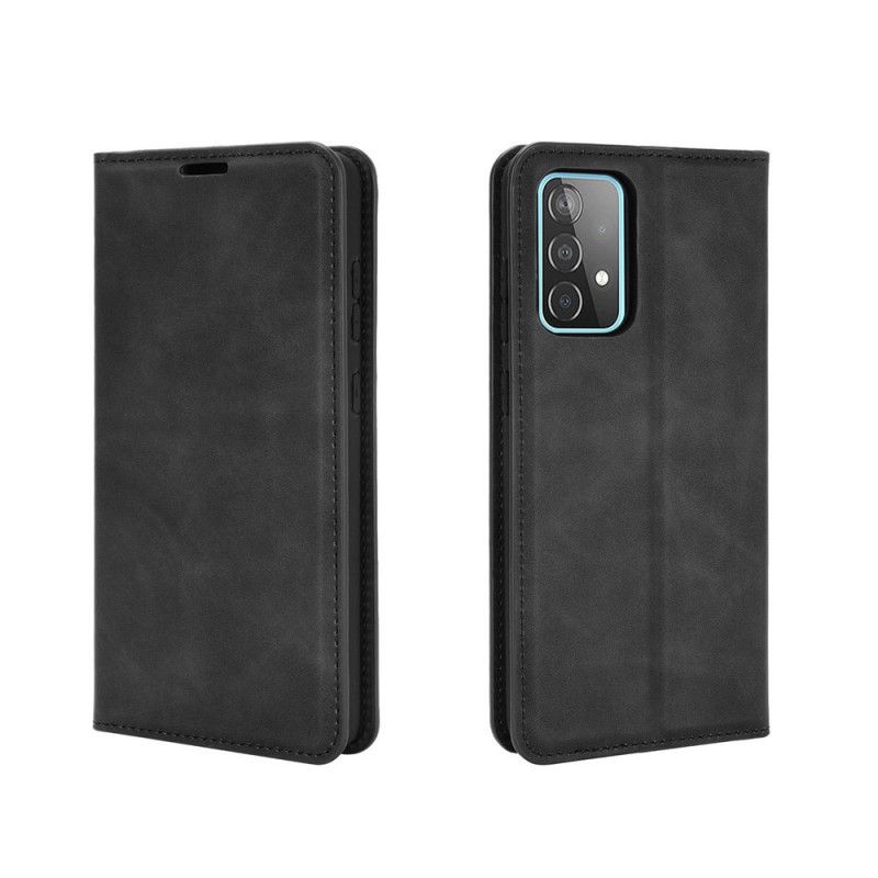 Folio-hoesje Samsung Galaxy A52 4G / A52 5G Grijs Zwart Telefoonhoesje Zacht Leereffect