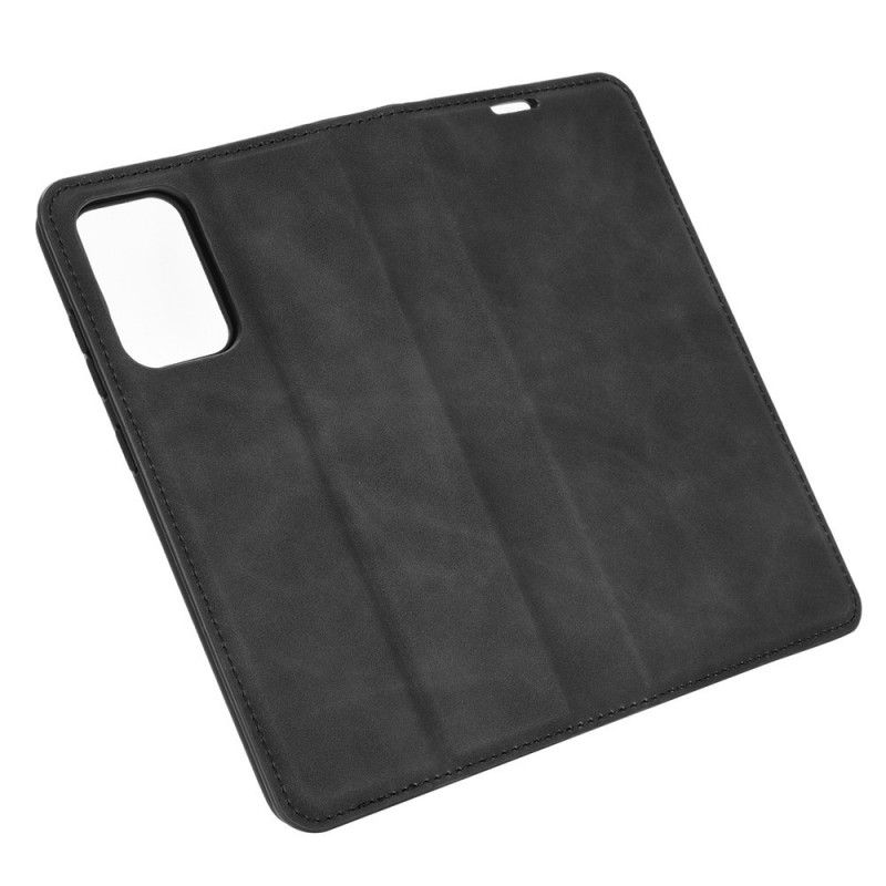 Folio-hoesje Samsung Galaxy A52 4G / A52 5G Grijs Zwart Telefoonhoesje Zacht Leereffect