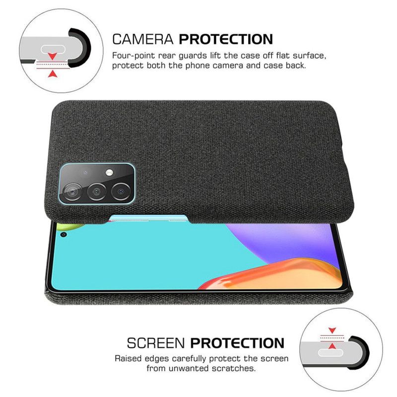 Hoesje Samsung Galaxy A52 4G / A52 5G Grijs Zwart Ksq Stof Textuur