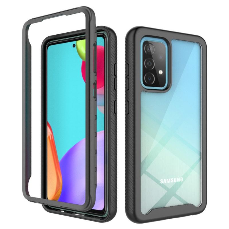 Hoesje Samsung Galaxy A52 4G / A52 5G Wit Zwart Hybride Siliconen Velgontwerp