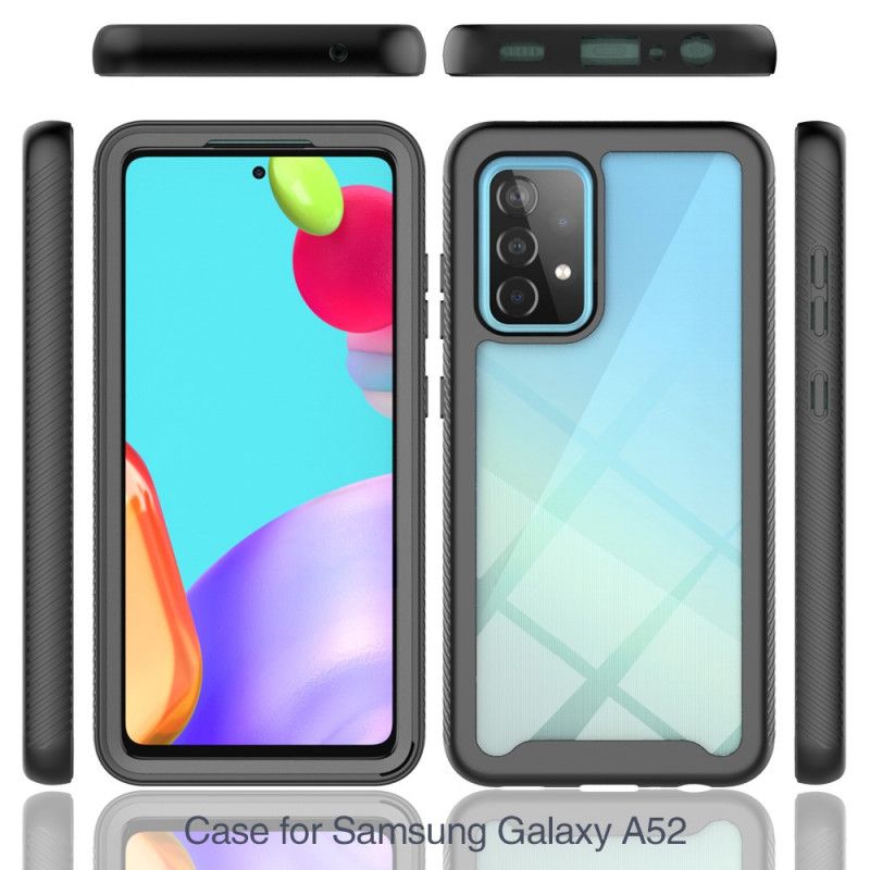 Hoesje Samsung Galaxy A52 4G / A52 5G Wit Zwart Hybride Siliconen Velgontwerp