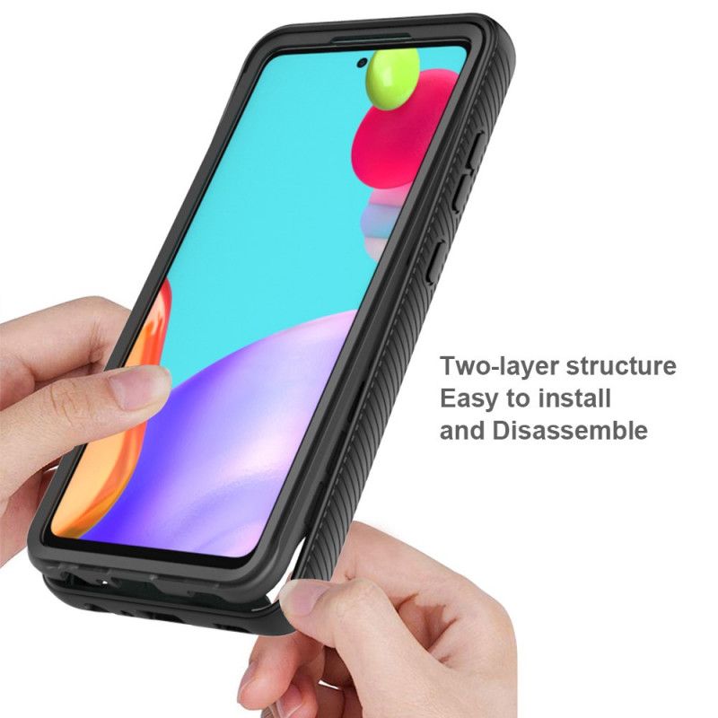 Hoesje Samsung Galaxy A52 4G / A52 5G Wit Zwart Hybride Siliconen Velgontwerp