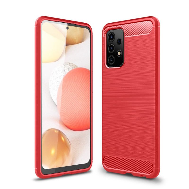 Hoesje voor Samsung Galaxy A52 4G / A52 5G Rood Zwart Geborsteld Koolstofvezel